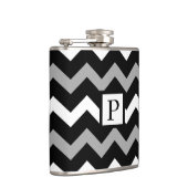 Zwart wit en grijs Chevron Print Patroon Heupfles (Rechts)