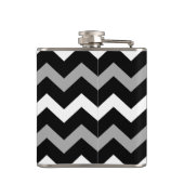 Zwart wit en grijs Chevron Print Patroon Heupfles (Achterkant)