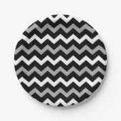 Zwart wit en grijs Chevron Print Patroon Papieren Bordje (Voorkant)