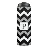 Zwart wit en grijs Chevron Print Patroon Thermosbeker (Voorkant)
