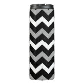 Zwart wit en grijs Chevron Print Patroon Thermosbeker (Achterkant)