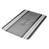 Zwart wit en grijs gestreept monogrammen badmat (Gekanteld)