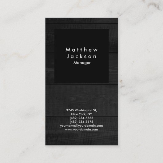 Zwart-wit en grijs hout Moderne platte producten Visitekaartje (Voorkant)