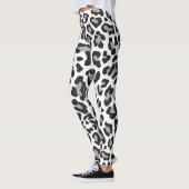 Zwart, Wit en Grijs Luipaard Print Leggings (Links)
