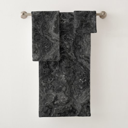 Zwart, wit en grijs marmer abstract bad handdoek (Insitu)