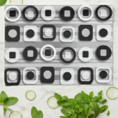 Zwart wit en grijs modern patroon theedoek (Gevouwen)