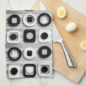 Zwart wit en grijs modern patroon theedoek (Quarter Fold)