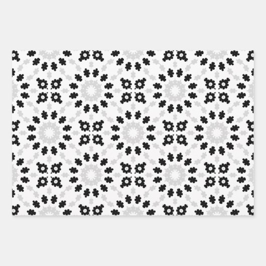 Zwart wit en grijs mozaïekboho geometrische patron inpakpapier vel (Voorkant 2)