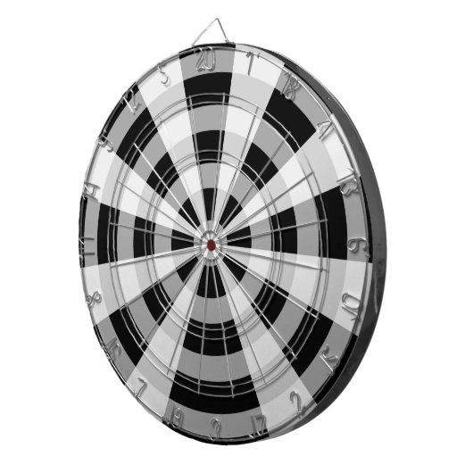 Zwart, wit en grijs patroon dartbord (Voorkant Rechts)