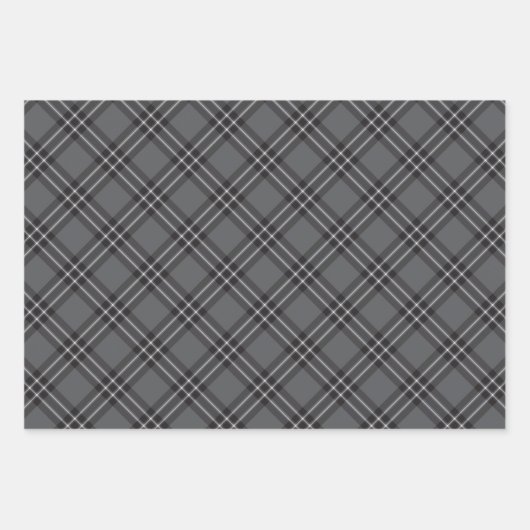 Zwart wit en grijs speldenstang inpakpapier vel (Voorkant 2)