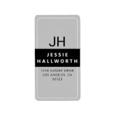 Zwart wit en grijs stijlvol modern monogram label (Voorkant)