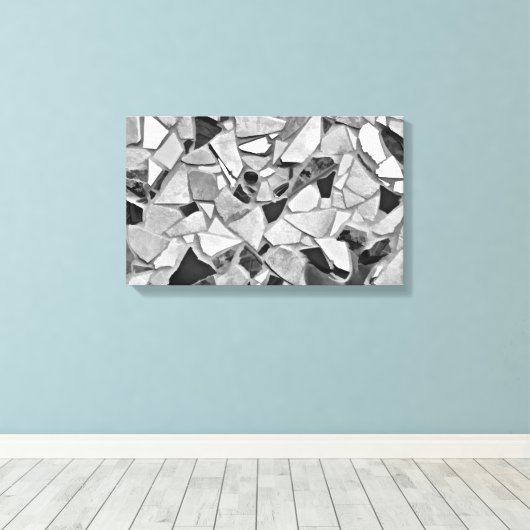 Zwart, wit en grijs Terrazzo Photo Art Canvas Afdruk (Insitu (Houten vloer))
