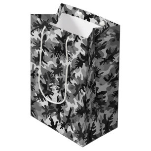 Zwart, Wit, en Grijs Urban Camouflage Medium Cadeauzakje