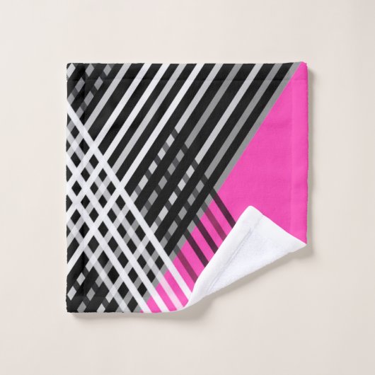 Zwart-wit en grijs verweven strepen op een bad handdoek (Wasdoekje)