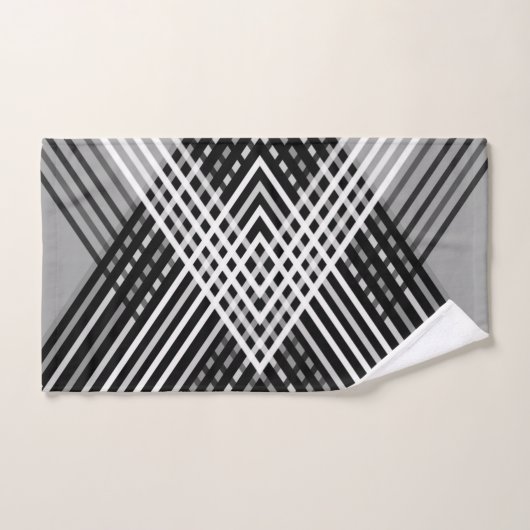 Zwart-wit en grijs verweven strepen op een bad handdoek (Handdoek)