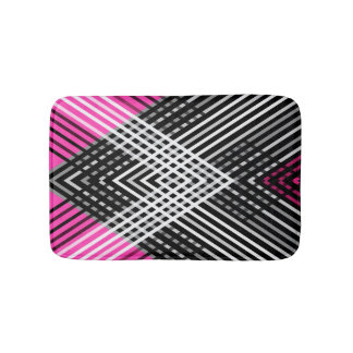 Zwart-wit en grijs verweven strepen op een badmat