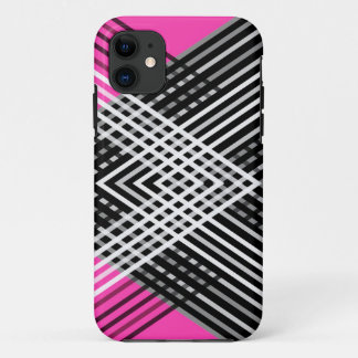 Zwart-wit en grijs verweven strepen op een iPhone 11 hoesje