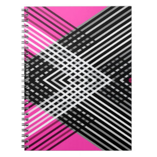 Zwart-wit en grijs verweven strepen op een notitieboek