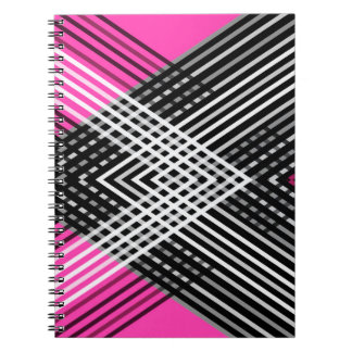 Zwart-wit en grijs verweven strepen op een notitieboek