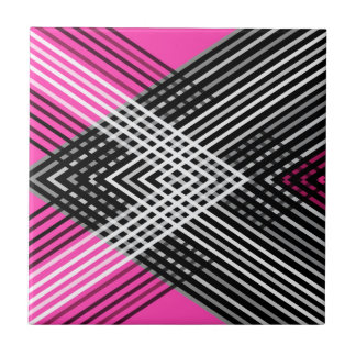 Zwart-wit en grijs verweven strepen op een tegeltje