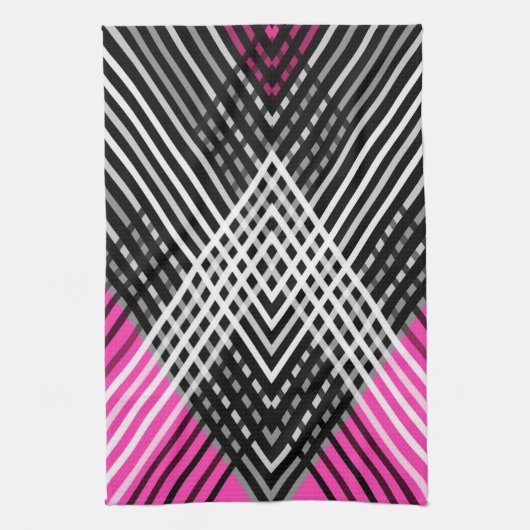 Zwart-wit en grijs verweven strepen op een theedoek (Verticaal)