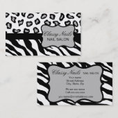 Zwart, wit en grijs Zebra & Cheetah Aangepast Visitekaartje (Voorkant / Achterkant)