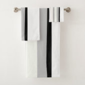 Zwart, wit en groen Abstracte strepen Bad Handdoek (Insitu)
