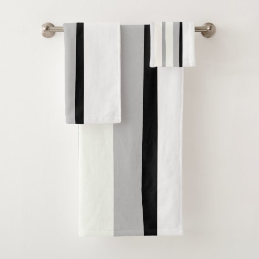 Zwart, wit en groen Abstracte strepen Bad Handdoek (Insitu)