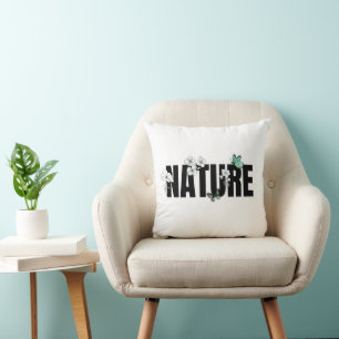 Zwart Wit en Groen Natuur Kussen