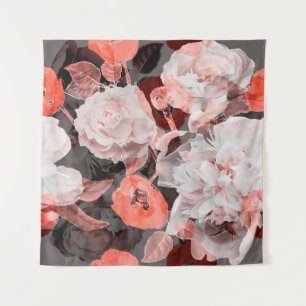 zwart-wit en kleurrijk rood, w wandkleed