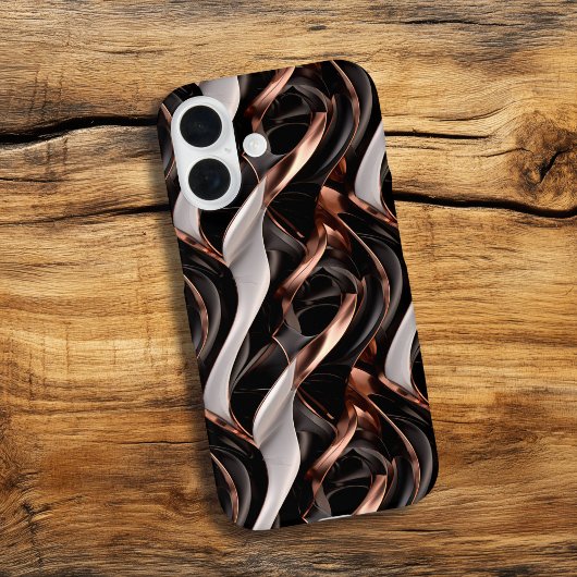 Zwart, wit en koper Abstracte 3D-illusie Case-Mate iPhone Case