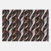 Zwart, wit en koper Abstracte 3D-illusie Inpakpapier Vel (Voorkant)