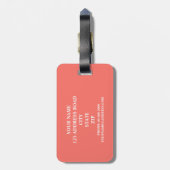 Zwart, wit en levend koraal, gepersonaliseerd bagagelabel (Achterkant verticaal)