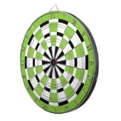 Zwart wit en Limoen dartboard Dartbord (Voorkant Rechts)