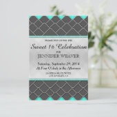 Zwart, wit en neon turquoise modern elegante patro kaart (Staand voorkant)