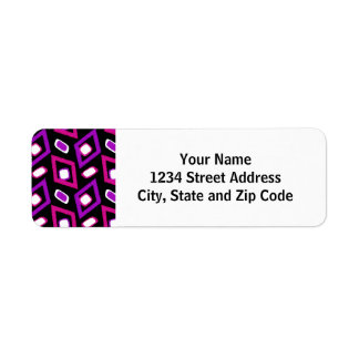 Zwart wit en Paars modern cirkelpatroon Etiket