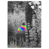 Zwart wit en regenboog tuin bezoeker klembord (Achterkant)
