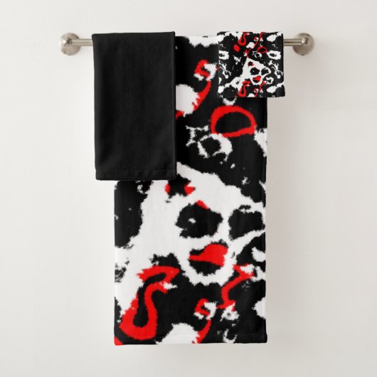Zwart wit en rood Abstract Bad Handdoek (Insitu)