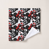 Zwart wit en rood Abstract Bad Handdoek (Wasdoekje)