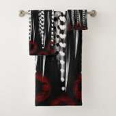 zwart wit en rood abstract bad handdoek (Insitu)