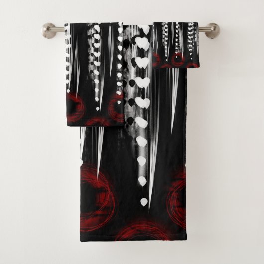 zwart wit en rood abstract bad handdoek (Insitu)