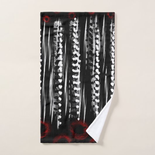 zwart wit en rood abstract bad handdoek (Handdoek)