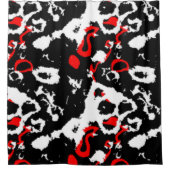 Zwart wit en rood Abstract Douchegordijn (Voorkant)