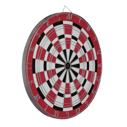 Zwart wit en rood dartboard dartbord (Voorkant Links)