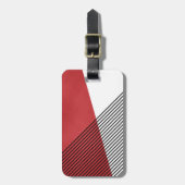 Zwart, wit en rood eenvoudige geometrische kunst bagagelabel (Voorkant verticaal)