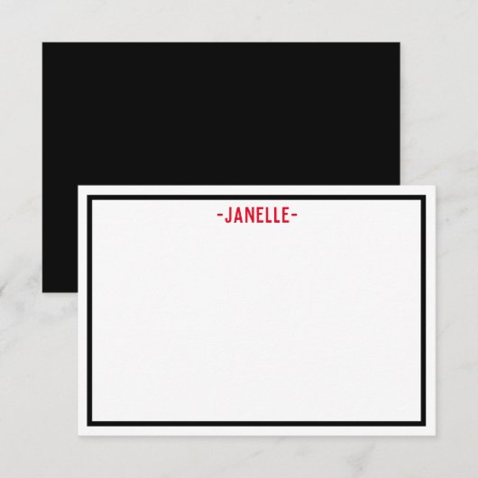 Zwart, wit en rood, gepersonaliseerd, gepersonalis kaart (Voorkant / Achterkant)