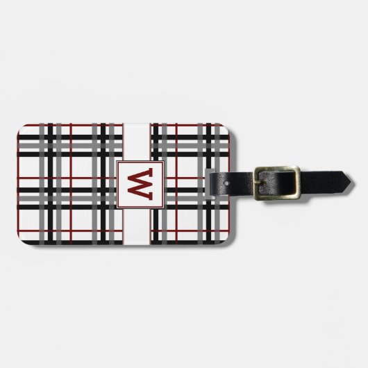 Zwart wit en rood geplakt Bagagelabel (Voorkant horizontaal)