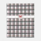 Zwart wit en rood geplakt rugleuning fleece deken (Voorkant)