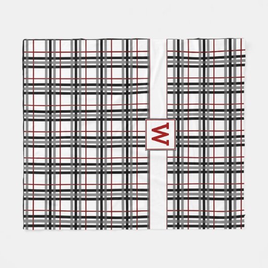 Zwart wit en rood geplakt rugleuning fleece deken (Voorkant (Horizontaal))