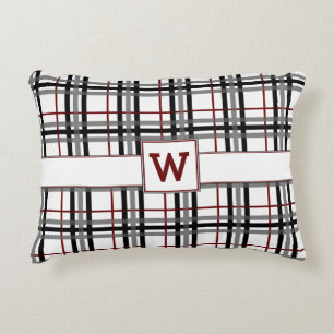Zwart wit en rood geruite accentkussen decoratief kussen